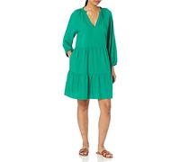 The Drop @Caralynmirand Ruffle-neck Tiered Mini Dress para Mujer, Verde Ultramarino, M