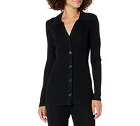 The Drop - Cárdigan abotonado Constance para mujer, en punto acanalado, 3XL Grande (color negro)