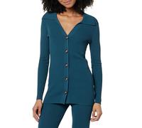 The Drop Cárdigan para Mujer, Constance Abotonado, de Punto Acanalado, Azul Ejército, L