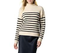 The Drop Carolina Drop Shoulder Mock Neck Pullover with Exposed Seams Suéter pulóver, Crème Brulee/Negro, XL