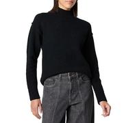 The Drop Carolina Drop Shoulder Mock Neck Pullover with Exposed Seams Suéter pulóver, Negro, XL