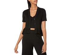 The Drop Catalina Cárdigan de Punto Acanalado con Volante Peplum para Mujer, Negro, 4XL Grande