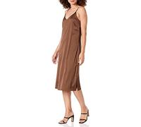 The Drop Damen Ana Silky vestido de cuello en V Midi Slip, Grano de café, L