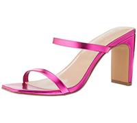 The Drop Damen Avery Sandalia de Tacón Alto Con Dos Correas Y Puntera Cuadrada, Rosa rosa, 38.5