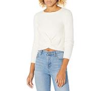 The Drop Eloise Jersey Cómodo Corto de Manga Larga con Parte Frontal Cruzada para Mujer, Blanco Whisper, 3XL Grande