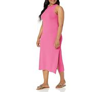 The Drop Gabriela Maxivestido de Punto de Cuello Cerrado con Falda Evasé y Raja Lateral para Mujer, Rosa rosa., Small