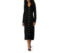 The Drop Gold Button Sweater Midi Dress Vestidos, Negro, XS