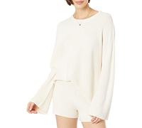 The Drop Jersey Acanalado con Abertura en la Espalda y Cuello Redondo (Disponible en Tallas Grandes) Mujer, Blanco (Whisper White), XXS