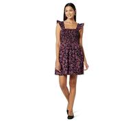 The Drop Kari Ruffled-Shoulder Smocked Mini Dress Vestidos, Estampado de Cachemira Negro/Rosa, 3XL Grande