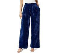 The Drop Lucia Pantalón de Terciopelo de Pernera Ancha para Mujer, Terciopelo Azul Zafiro, XL