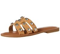 The Drop Monika Flat H-band Slide Sandal para Mujer, Doe Tan tachonado, 39.5 EU