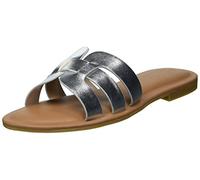 The Drop Monika Sandalias planas con banda H para Mujer, Plata, 39 EU