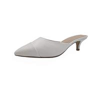 The Drop Paulina Zapatos Destalonados con Puntera en Punta de Dos Tonos para Mujer, Blanco, 38 EU