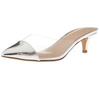 The Drop Paulina Zapatos Destalonados con Puntera en Punta de Dos Tonos para Mujer, Plateado Transparente, 39.5