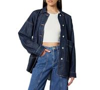 The Drop Pilar Chaqueta Camisera Larga de Mezclilla para Mujer, Índigo Oscuro, L