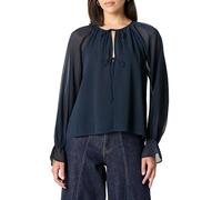 The Drop Piper Tie Front Feminine Blouse Blusas, Azul Marino, S