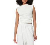 The Drop Raylen - Camiseta Fruncida sin Mangas para Mujer, Color Leche de Coco, Talla XXS