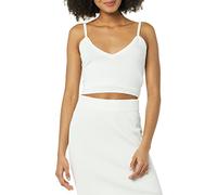 The Drop Roni Top Corto de Punto de Tirantes con Escote en Pico para Mujer, Marfil, 4XL Grande