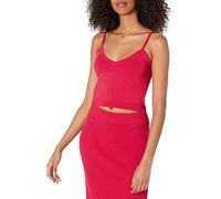 The Drop Roni Top Corto de Punto de Tirantes con Escote en Pico para Mujer, Rojo Fuego, XXS