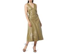 The Drop Sabi Vestido Midi Cut-Out de Cuero Vegano para Mujer, Verde Oliva Martini, S