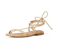 The Drop Samantha Flat Strappy Lace-up Sandal Sandalia Plana, Corcho, 38.5 EU