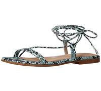 The Drop Samantha Sandalias planas con cordones para Mujer, Serpiente Verde Azulado, 39.5
