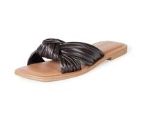 The Drop Sandalias para Mujer, Ida Planas con Lazo, Lino, Caoba, 39 EU