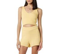 The Drop Sylvie Double V-neck Textured Rib Cropped Sweater Tank para Mujer, Mantequilla, M