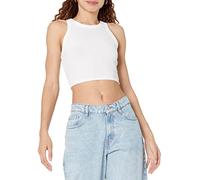 The Drop Top Básico para Mujer, Harper, Corto sin Mangas, Blanco, S
