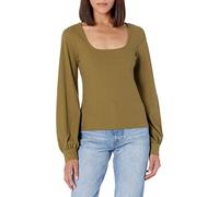 The Drop Top para Mujer @lucyswhims Top con Mangas Globo y Escote Cuadrado, Verde Oliva Militar, XXL Grande