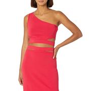 The Drop Valentina Top Corto de Punto con Hombro Descubierto para Mujer, Rojo Manzana Acaramelada, XL