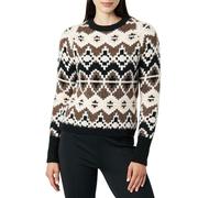 The Drop Valeria Jersey de Diseño Fair Isle para Mujer, Negro/Chocolate, XXS