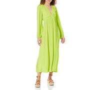 The Drop Vestido Largo para Mujer, Shelly, Manga Larga Escote de Pico Profundo, Verde Lima, XXL Grande