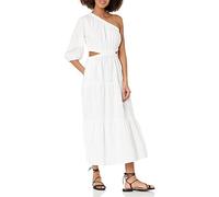 The Drop Vestido midi April para mujer, con volantes, detalle cut-out y hombro descubierto, blanco, 5XL Grande