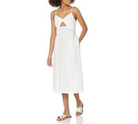 The Drop Vestido midi Maci para mujer, espalda fruncida, detalle cut-out, escote de pico y tirantes, blanco, 4XL Grande