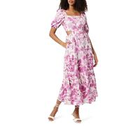 The Drop Vestido para Mujer, Largo Volantes Detalles Cut-Out Escote Cuadrado, Estampado Floral Morado Silvestre, M