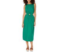 The Drop Vestido para Mujer, Sade Midi Lino con Detalle Cut-Out, Verde Ultramar, XXL