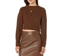 The Drop Waylon - Suéter corto trenzado para mujer, grano de café, 3X, talla grande