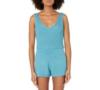 The Drop Women's Sylvie Jersey Corto Acanalado sin Mangas con Escote y Espalda en Pico, Azul ártico, S