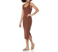 The Drop Yasmin Vestido Midi de Tirantes de Punto de Canalé para Mujer, Chocolate, 3XL Grande