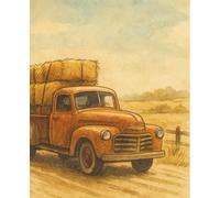 The Dust Road Notebook | Vintage Pickup Truck | Rustic Ink & Watercolor Style | Journaling, School, College, Office, Work | College Ruled: A nostalgic ... carrying hay bales down a country dirt road
