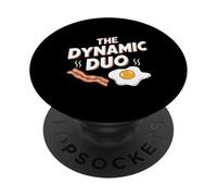 The Dynamic Duo Bacon Eggs, Divertido Amante del Desayuno PopSockets PopGrip Adhesivo