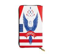 The Eagle and the Banner - Cartera larga de cuero para mujer, 12 ranuras para tarjetas de crédito, bolsillo para monedas con cremallera, compartimentos para efectivo, elegante bolso de mano para uso