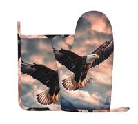 The Eagle Flies Bravely In The Sky - Juego de guantes de horno y soportes para ollas multifuncionales para el hogar