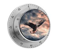 The Eagle Flies Bravely in The Sky - Temporizador mecánico para cocina, sin baterías, parte trasera magnética, para exteriores, exquisito cuerpo de acero inoxidable, es un regalo para él
