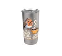 The Early Bird Gets Coffee The Worm Can Wait |- Vaso térmico de acero inoxidable de doble pared
