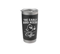 The Early Bird Needs Coffee Funny Morning Persona Humor Cita Vaso térmico de acero inoxidable de doble pared