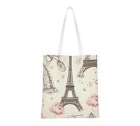 The Eiffel Tower And A Bicycle Tote Bag para mujer, bolsas de hombro de lona con bolsillos, bolsa de compras lindas bolsas reutilizables para comestibles