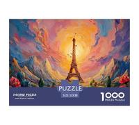The Eiffel Tower Surrounded by Mountains 1000 Pcs Cartón Rompecabezas Urban Landmark Liberador De Estrés Juego Creativo Puzzle Juego De Desafío Difícil 52x38cm/1000pcs