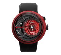 The Electricianz Red Alert Mecánico Acero Caucho PVD Rojo LED Reloj Hombre, Negro , Correa